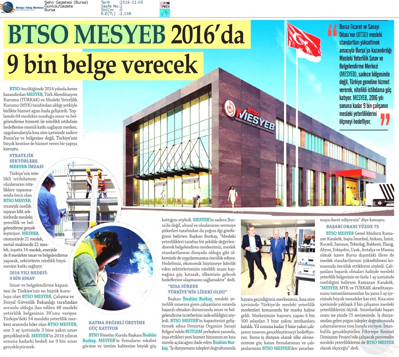 Basinda Biz Bursa Btso Mesleki Yeterlilik Sinav Ve Belgelendirme Merkezi